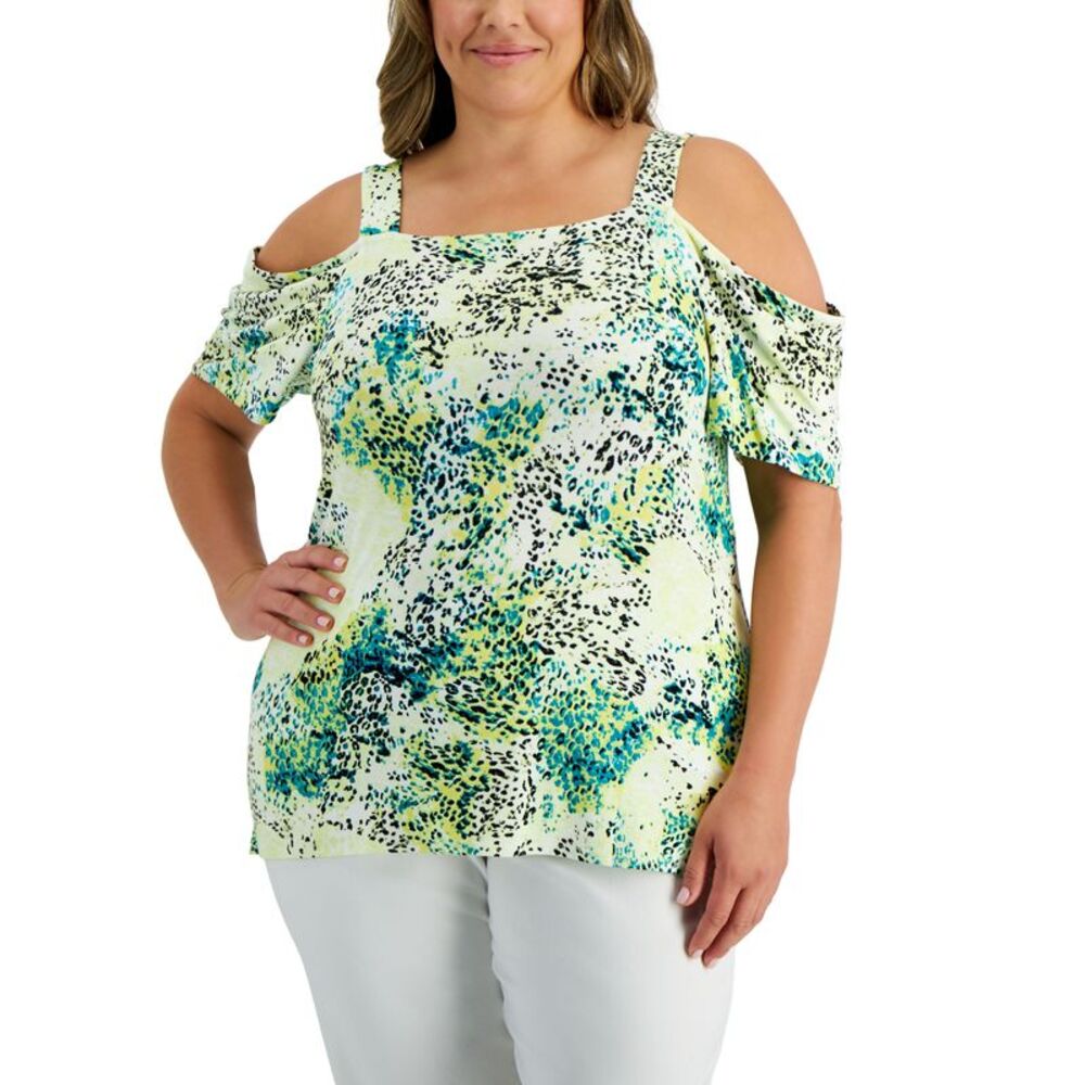 JM Collection Plus Size Cheetah On The Move Top
